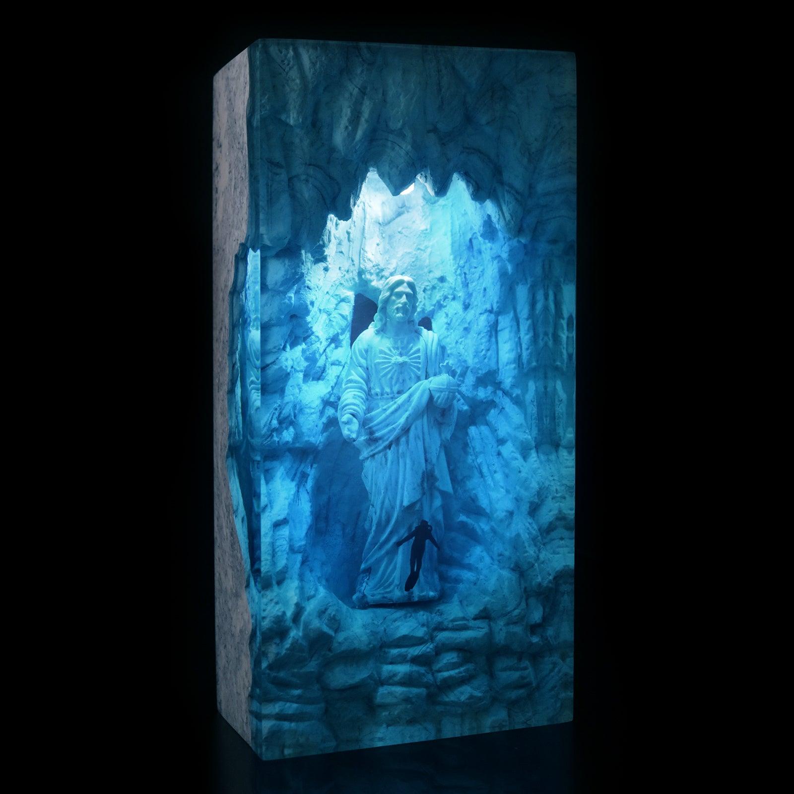 Jesus, diver, stone sculpture, epoxy resin lamp ( Best Gift 🎁 )
