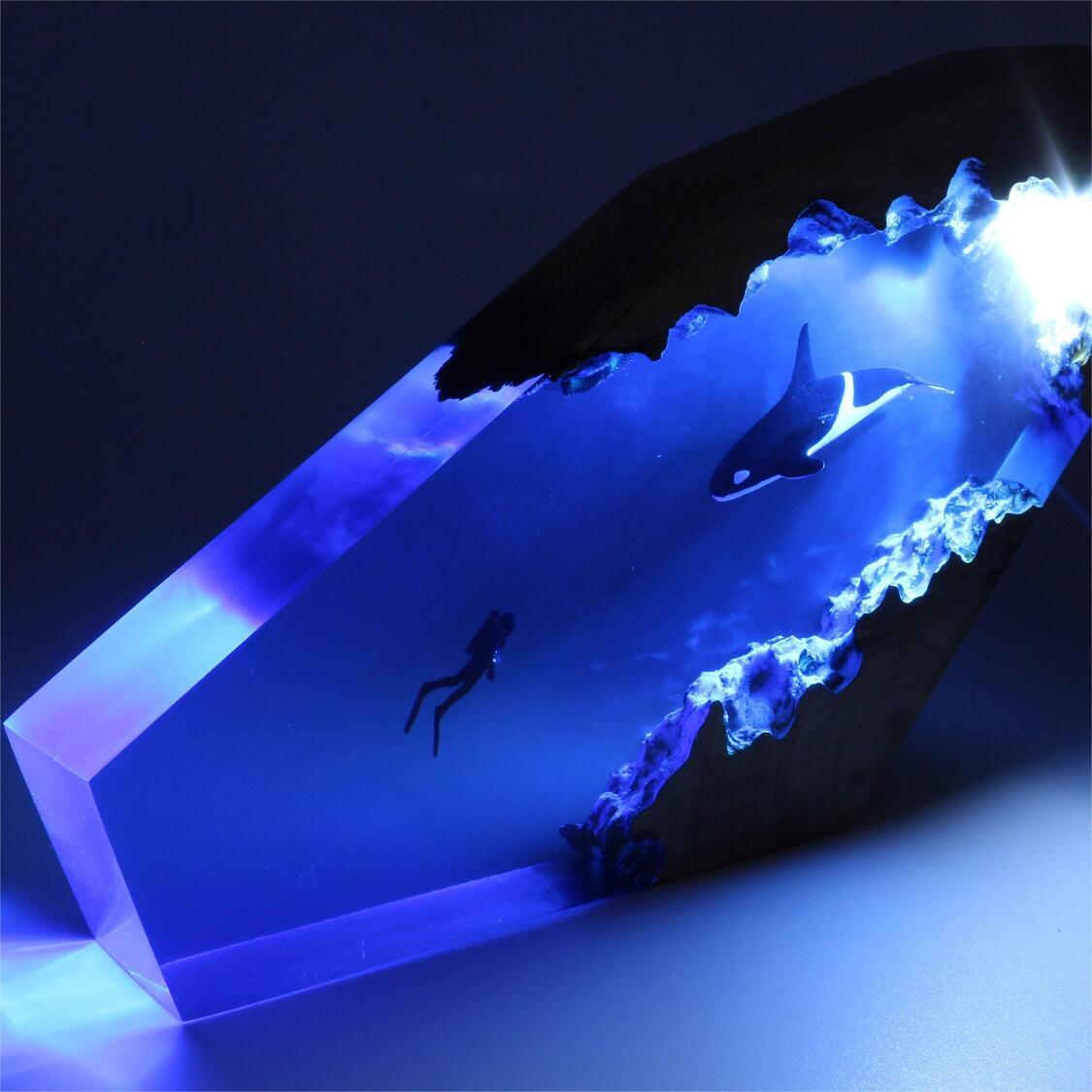 Killer Whale and Diver Night Light ( Best Gift 🎁 )