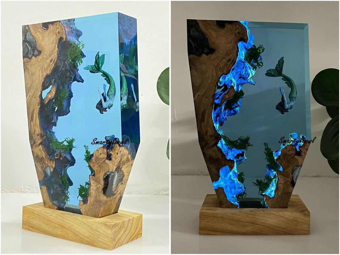 Mermaid Resin Lamp | Mermaid Resin Night Light | Mermaid Gifts | Mermaid Resin Figurines | Girls decor mermaid | Gifts for Valentine's Day（ Best Gift 🎁 ）
